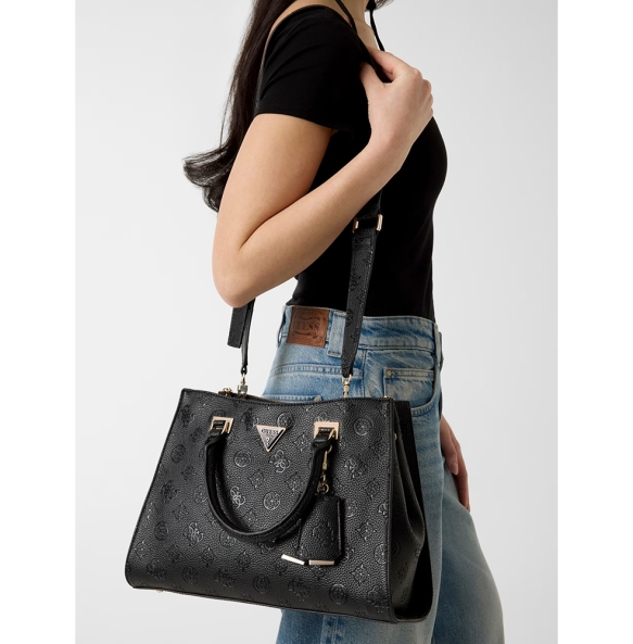 Τσάντα GUESS Cresidia Society Satchel HWPD9888070 Μαύρο