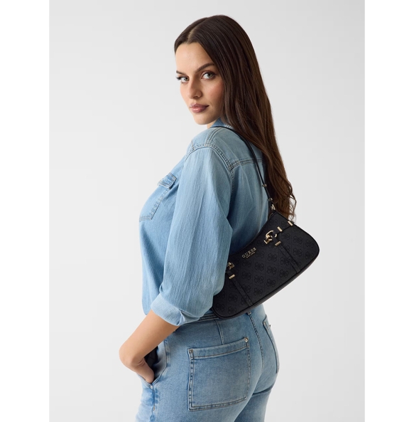 Τσάντα GUESS Leona Logo Shoulder Bag HWSG9917180 Ανθρακί