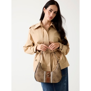 Τσάντα Guess Erenia Top Zip Shoulder Bag HWSO7838180 Μπεζ