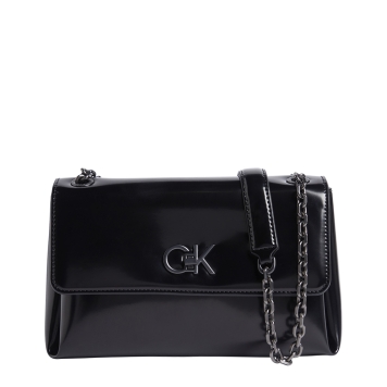 Τσάντα CALVIN KLEIN 12685 Re-Lock Shoulder Bag Shiny Μαύρο