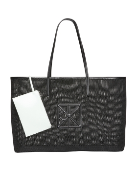 Γυναικεία τσάντα CALVIN KLEIN Emblem Mesh XL Tote 3422G Μαύρο