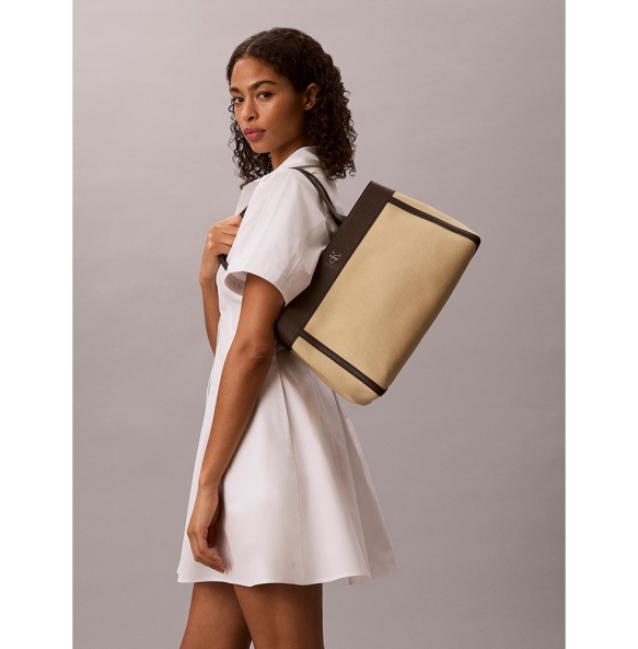 Γυναικεία τσάντα CALVIN KLEIN Canvas Medium Tote 3503G Μπεζ