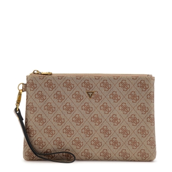 Τσαντάκι Χειρός GUESS Hull Medium Pouch PMHULOP5238 Μπεζ