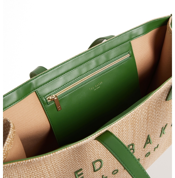 Τσάντα TED BAKER Pallmer Faux Raffia 284036 Ψάθα Πράσινο