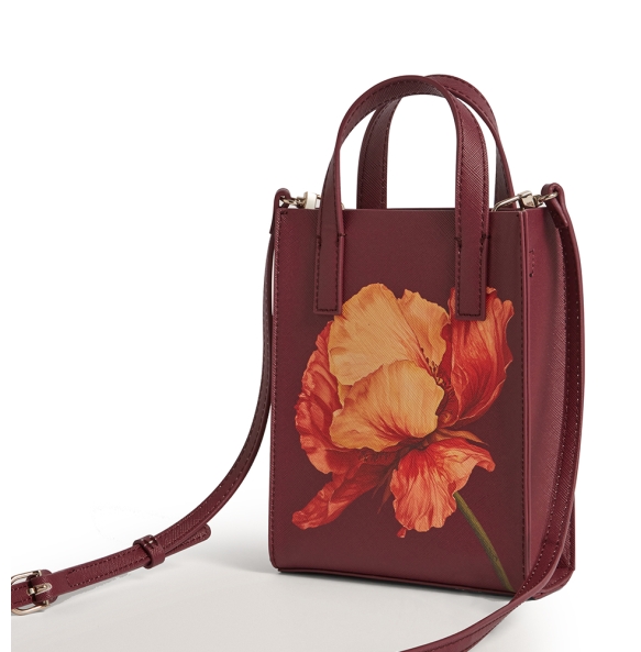Τσάντα TED BAKER Shilee Printed Flower Mini Icon Bag 284078 Μπορντό