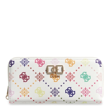 Πορτοφόλι GUESS Emelie Large Zip Around SWGM9928146 Λευκό/Πολύχρωμο