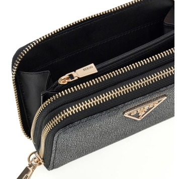 Πορτοφόλι GUESS Laurel Medium Double Zip SWSG7459164 Ανθρακί