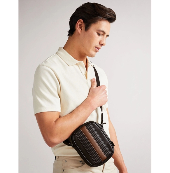 Τσάντα TED BAKER Evver Striped Mini Reporter 282561 Καφέ