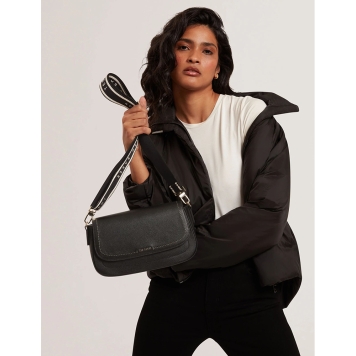 Τσάντα TED BAKER Louiize Webbing Leather Flapover Bag 283918 Μαύρο