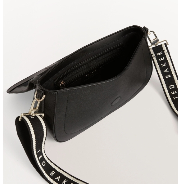 Τσάντα TED BAKER Louiize Webbing Leather Flapover Bag 281393 Μαύρο
