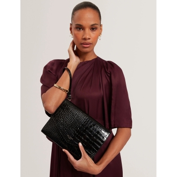Φάκελος TED BAKER Wesslie Croc Envelope Pouch 282510 Μαύρο