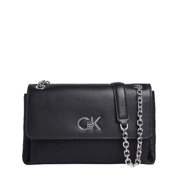 Τσάντα CALVIN KLEIN Re-Lock Convertible jacquard 12641 Μαύρο