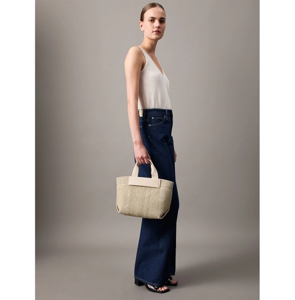 Τσάντα CALVIN KLEIN CK Raffia Small Tote Crossbody 13026 Μπεζ