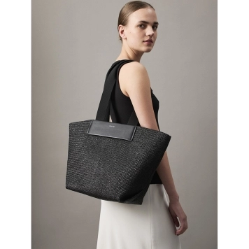 Τσάντα CALVIN KLEIN CK Raffia Medium Shopper 13174 Μαύρο